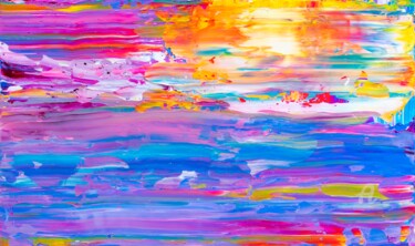 Картина под названием "Dawn on the Sea" - Tran Tuan, Подлинное произведение искусства, Акрил Установлен на Деревянная рама д…