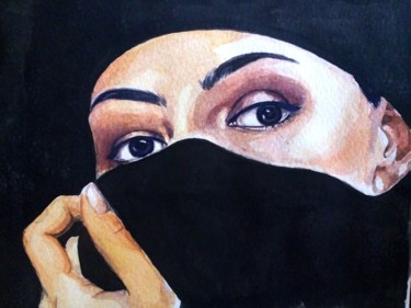 Painting titled "les-yeux.jpg" by Trari, Original Artwork, Watercolor