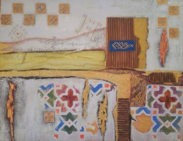 Ζωγραφική με τίτλο "mur d'identité" από Trari, Αυθεντικά έργα τέχνης, Κολάζ