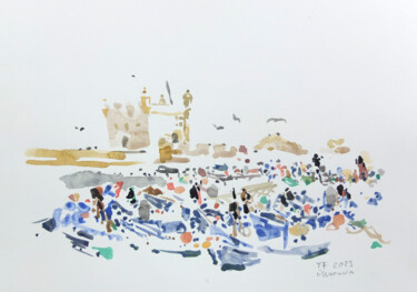 Peinture intitulée "Hafen von Essaouira…" par Traudel Fährenkemper, Œuvre d'art originale, Aquarelle