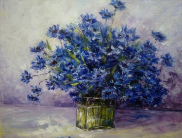 Painting titled "Васильки" by Irina Trav, Original Artwork, Oil