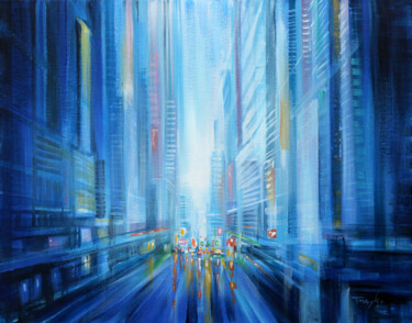 Malarstwo zatytułowany „City Morning | Sunr…” autorstwa Trayko Popov, Oryginalna praca, Akryl