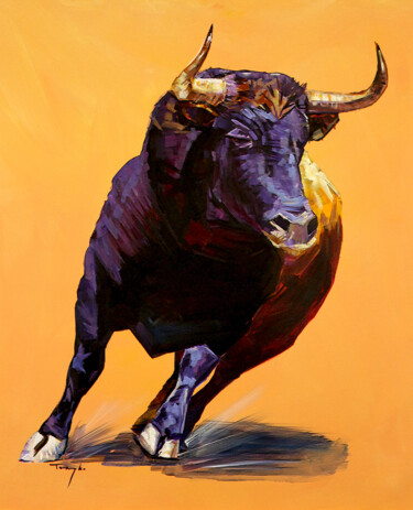 Painting titled "Bull | Taurus | Yea…" by Trayko Popov, Original Artwork, Acrylic