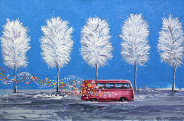 Картина под названием "Stay warm in winter" - Trayko Popov, Подлинное произведение искусства, Акрил Установлен на Деревянная…