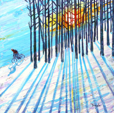 Картина под названием "Mountain Biking | C…" - Trayko Popov, Подлинное произведение искусства, Акрил Установлен на Деревянна…