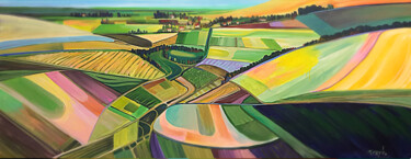 Schilderij getiteld "Countryside" door Trayko Popov, Origineel Kunstwerk, Acryl