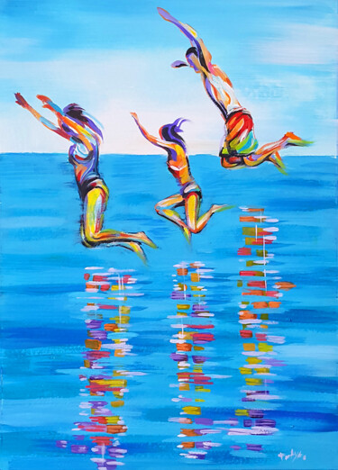Malarstwo zatytułowany „Jumping” autorstwa Trayko Popov, Oryginalna praca, Akryl