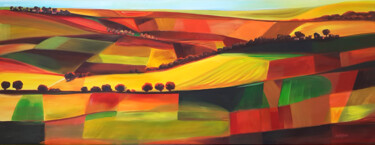 Malerei mit dem Titel "Autumn Countryside" von Trayko Popov, Original-Kunstwerk, Acryl