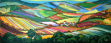Schilderij getiteld "Sunny Valley" door Trayko Popov, Origineel Kunstwerk, Acryl