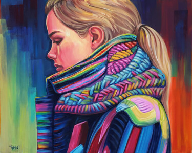 Картина под названием "Cold winter" - Trayko Popov, Подлинное произведение искусства, Акрил Установлен на Деревянная рама дл…