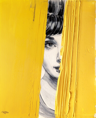 Schilderij getiteld "Yellow" door Trayko Popov, Origineel Kunstwerk, Acryl Gemonteerd op Frame voor houten brancard