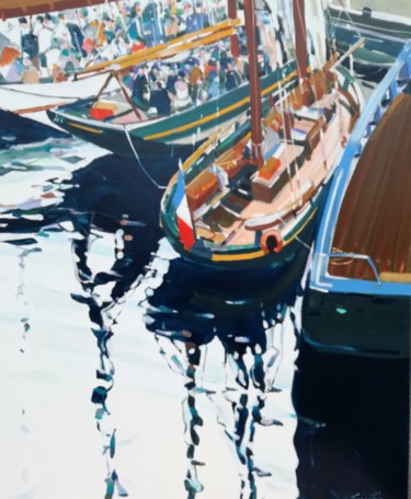 Painting titled "Fêtes Maritimes" by Nicolas Tréanton, Original Artwork, Oil