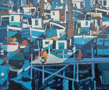 Pintura titulada "Impressions bleues" por Nicolas Tréanton, Obra de arte original, Oleo