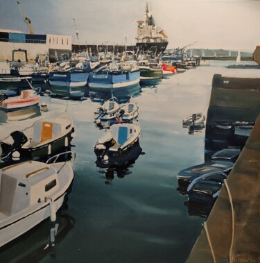 Peinture intitulée "Port de pêche Brest" par Nicolas Tréanton, Œuvre d'art originale, Huile