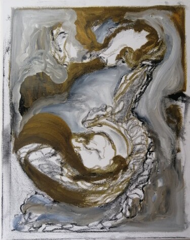 Ζωγραφική με τίτλο "ouroboros" από Treizespace, Αυθεντικά έργα τέχνης, Λάδι Τοποθετήθηκε στο Ξύλινο φορείο σκελετό