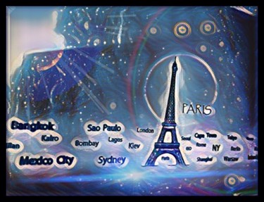 Fotografia intitolato "PARIS in Space" da Manos Kastanakis, Opera d'arte originale, Fotografia manipolata