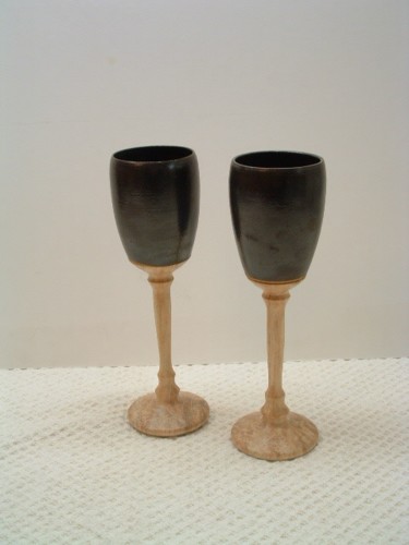 Sculpture titled "Pair of Chalices #85" by David Tremaine, Original Artwork, Ceramics