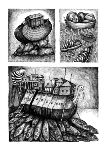 Prenten & gravures getiteld ""flottaison intime"" door Mélissa Tresse, Origineel Kunstwerk, Zeefdruk