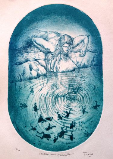 Printmaking titled "Narcisse aux grenou…" by Mélissa Tresse, Original Artwork, Etching