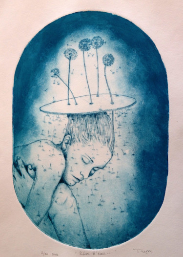 Gravures & estampes intitulée "Rêve d'eau" par Mélissa Tresse, Œuvre d'art originale, Gravure