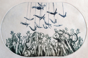 Gravures & estampes intitulée "un monde insoupçonné" par Mélissa Tresse, Œuvre d'art originale, Gravure