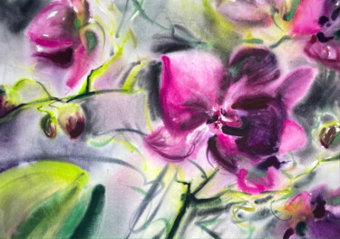 Pintura intitulada "Orchid VI" por Iuliia Tretiakova, Obras de arte originais, Aquarela