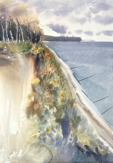 Malarstwo zatytułowany „Sea landscape in No…” autorstwa Iuliia Tretiakova, Oryginalna praca, Akwarela