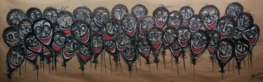 Painting titled "a bunch of happy ho…" by Bjoern Treuter, Original Artwork, Chalk