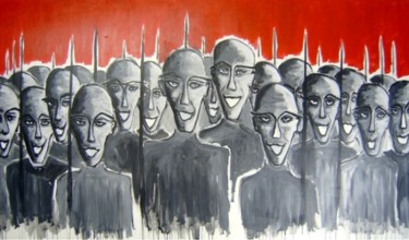 Malerei mit dem Titel "class of '45 nt  /…" von Bjoern Treuter, Original-Kunstwerk, Acryl