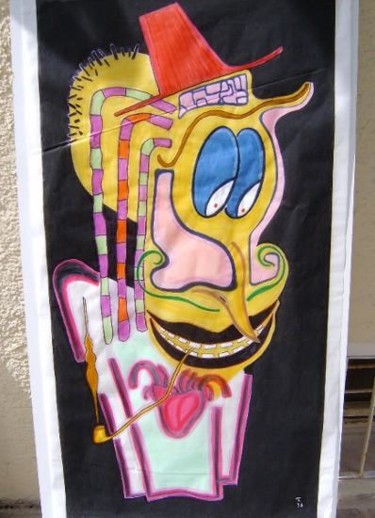 Malerei mit dem Titel "lonely clown" von Bjoern Treuter, Original-Kunstwerk