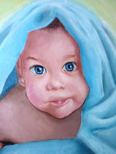 Peinture intitulée "Bébé" par Véronique Treuveur, Œuvre d'art originale