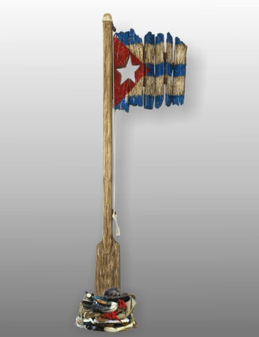 Por los de aquí y los de allá Sculpture intitulée "Por los de aquí y l…" par triana78art, Œuvre d'art originale, Bois