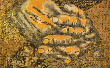 Malerei mit dem Titel "golden-hands" von Tribu, Original-Kunstwerk