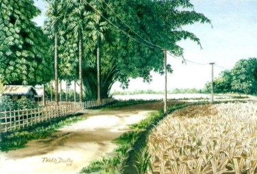 Painting titled "Landscape 1" by Tridib Dutta, Original Artwork
