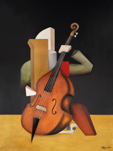 Painting titled "Contrabass" by Alexander Trifonov, Original Artwork, Oil