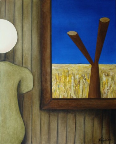 Painting titled "Window in the field" by Alexander Trifonov, Original Artwork, Oil