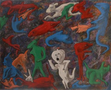 Pintura titulada "Uivos de Medo" por Trigueiro, Obra de arte original