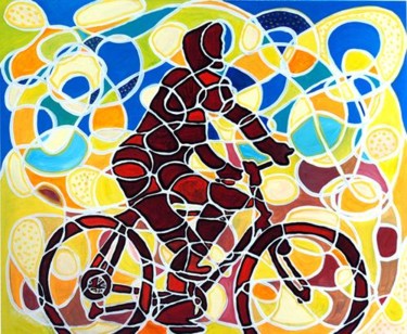 Pintura titulada "Mulher na Bicicleta" por Trigueiro, Obra de arte original