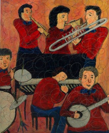 Painting titled "Musicos" by Trigueiro, Original Artwork