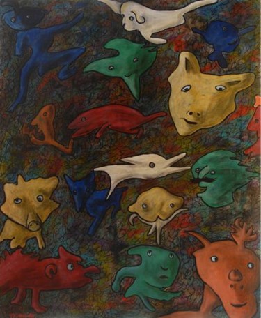 Painting titled "Porquinho Amarelo" by Trigueiro, Original Artwork