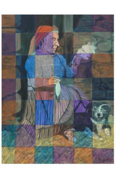 Painting titled "Mulher a Fiar o Lin…" by Trigueiro, Original Artwork, Oil