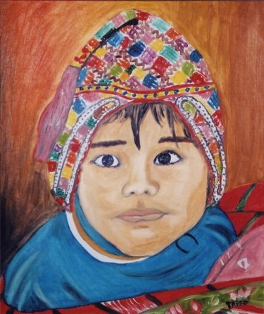 Painting titled "Menino do Perú" by Trigueiro, Original Artwork, Other