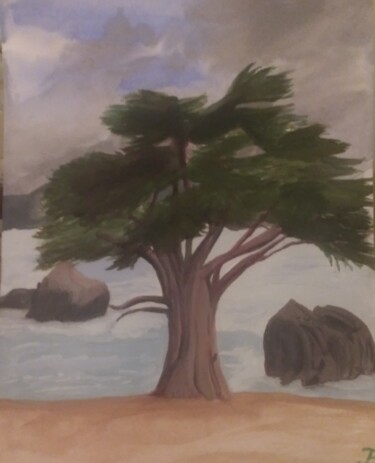 Pintura intitulada "Cypress Center" por Trina Cameron, Obras de arte originais, Aquarela