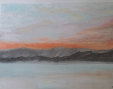 Schilderij getiteld "California Sunset" door Trina Cameron, Origineel Kunstwerk, Aquarel