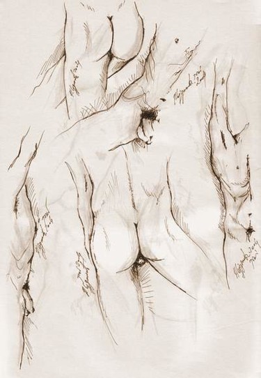Картина под названием "Male bodies" - Triptih Art, Подлинное произведение искусства, Масло