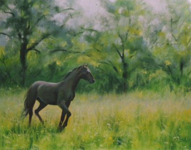 Painting titled "paard" by Triquit, Original Artwork
