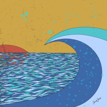 Цифровое искусство под названием "Big Wave" - Trish Sierer, Подлинное произведение искусства, Цифровая живопись
