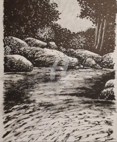 Desenho intitulada "Revenir à la source" por Tristan Ligen, Obras de arte originais, Tinta