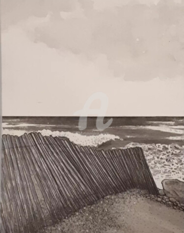 Dessin intitulée "Coup de vent" par Tristan Ligen, Œuvre d'art originale, Encre