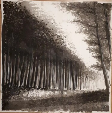 Рисунок под названием "Le sentier" - Tristan Ligen, Подлинное произведение искусства, Чернила